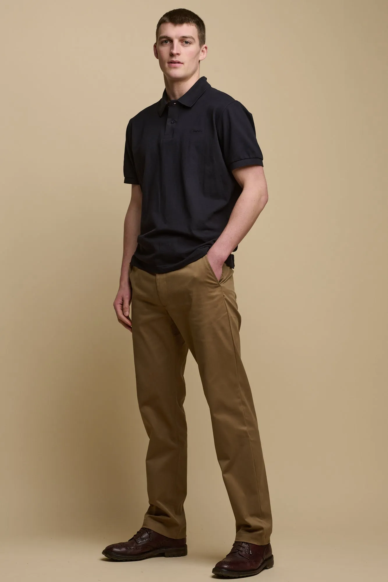 Men's Slim Lightweight Stretch Cotton Twill Chinos - Khaki
