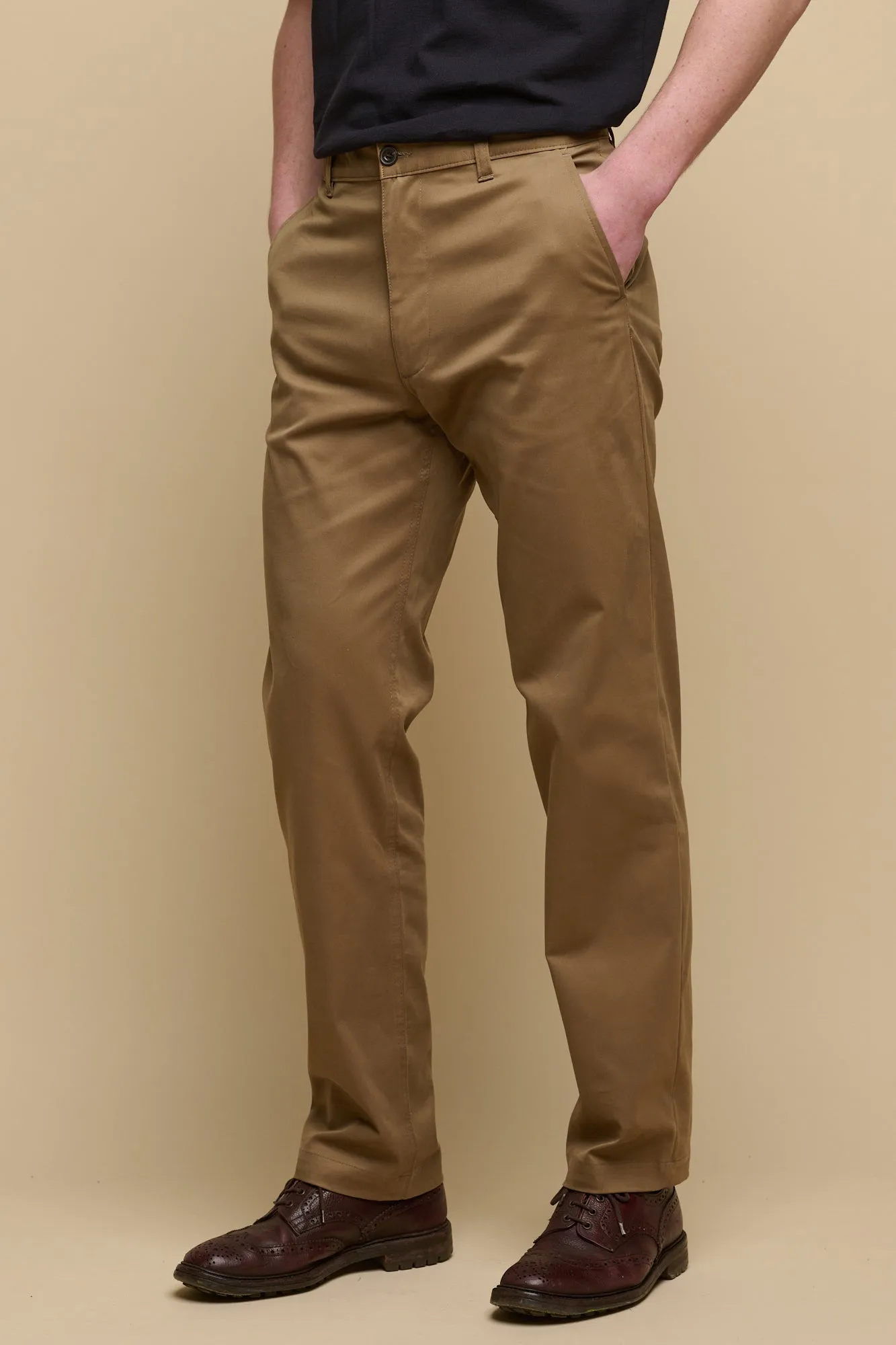 Men's Slim Lightweight Stretch Cotton Twill Chinos - Khaki