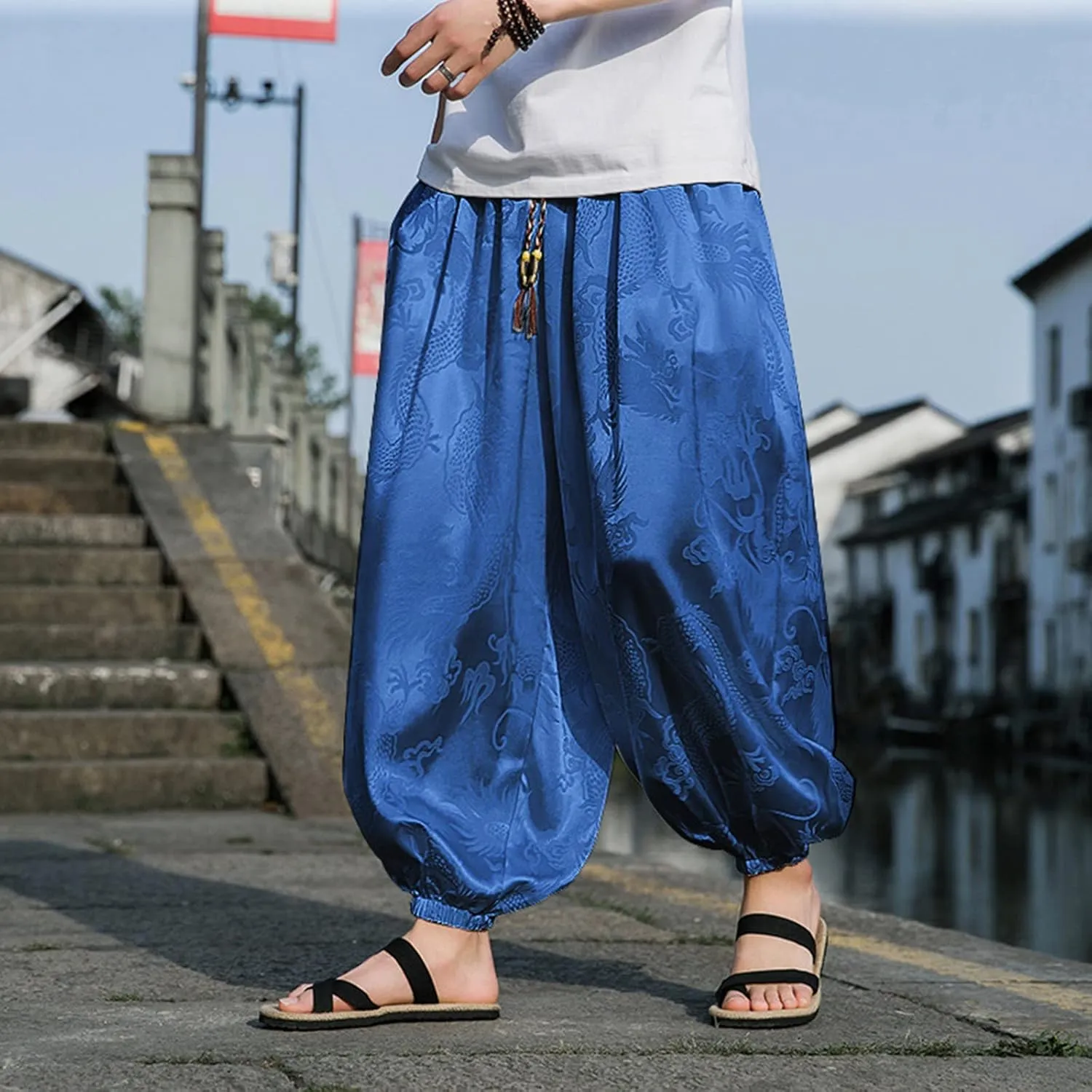 Mens Sweatpants with Pockets Big and Tall Pants Hip Hop Streetwear Cargo Pant Casual Sport Track Sweatpants Reflective