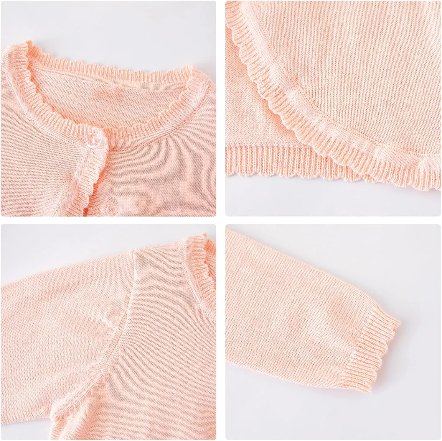 Miipat Toddler Girls Cardigan Long Sleeve Bolero Shrug Kids Knit Sweater Cover Up Button Closure Cropped Tops