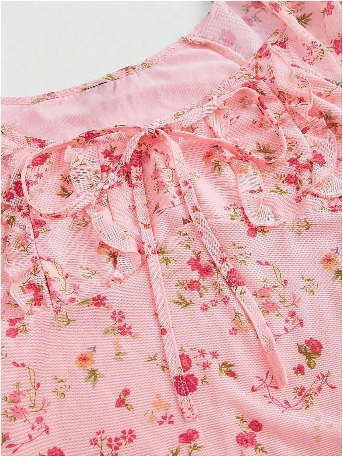 Milumia Women's Floral Cap Ruffle Sleeve Mini Dresses A Line Summer Beach Short Dress