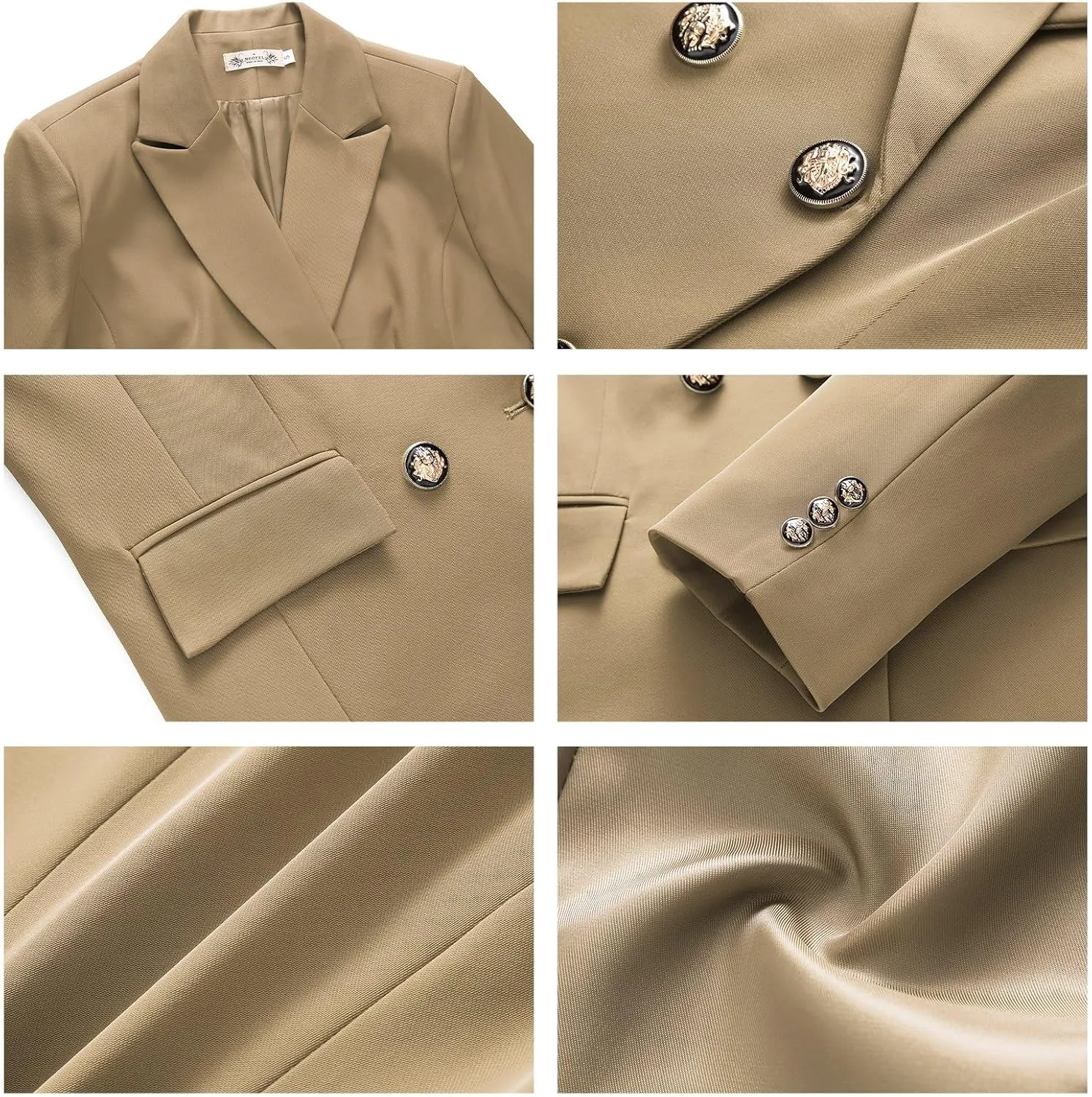 MODFUL Women's 2 Piece Business Suit Double Breasted Blazer and Pants Work Suit Set