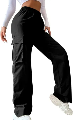 ODIZLI Women's Cargo Pants Casual Loose High Waisted Straight Leg Baggy Pants Trousers with Pockets