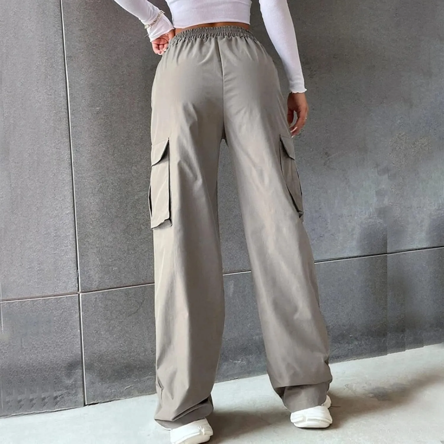 ODIZLI Women's Cargo Pants Casual Loose High Waisted Straight Leg Baggy Pants Trousers with Pockets