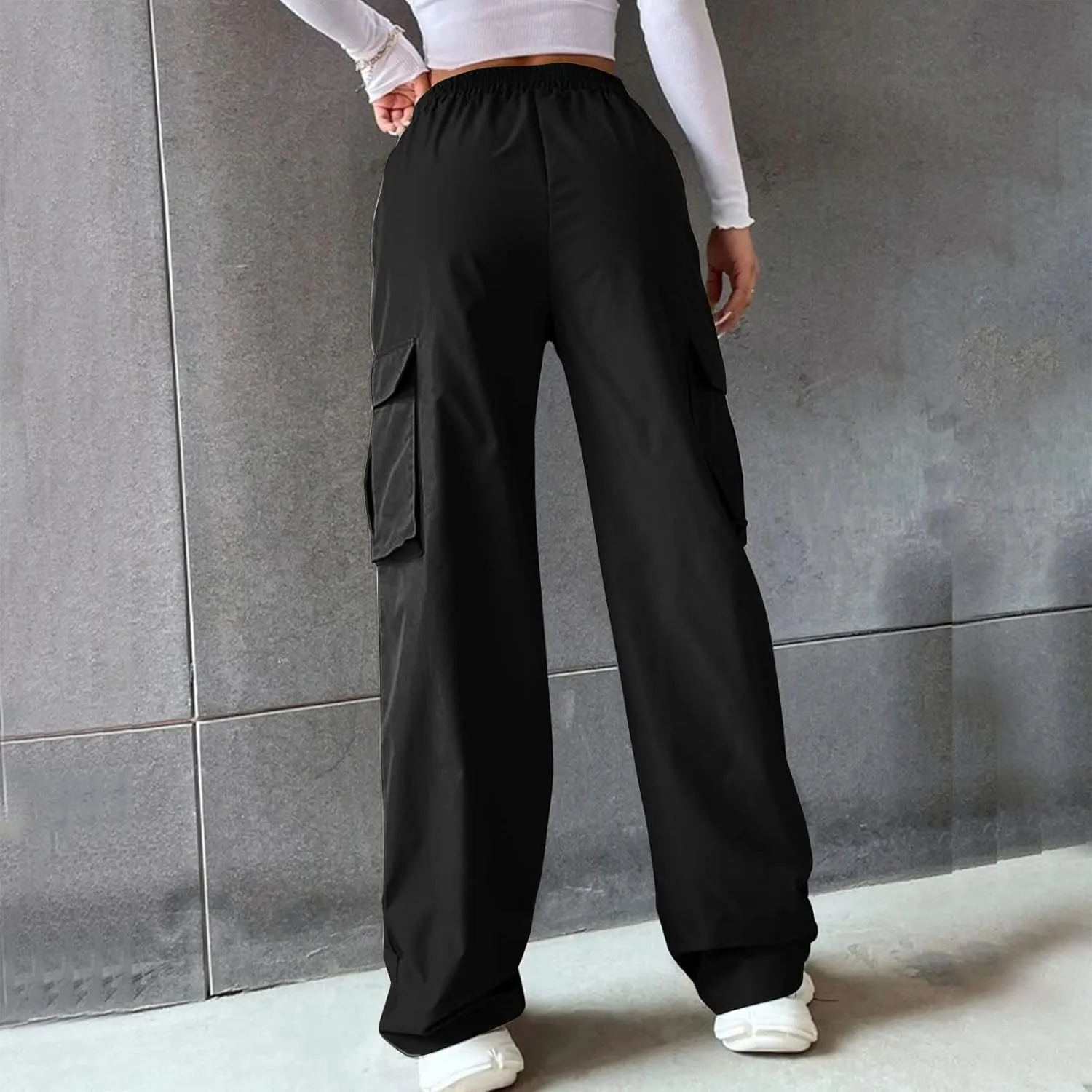 ODIZLI Women's Cargo Pants Casual Loose High Waisted Straight Leg Baggy Pants Trousers with Pockets