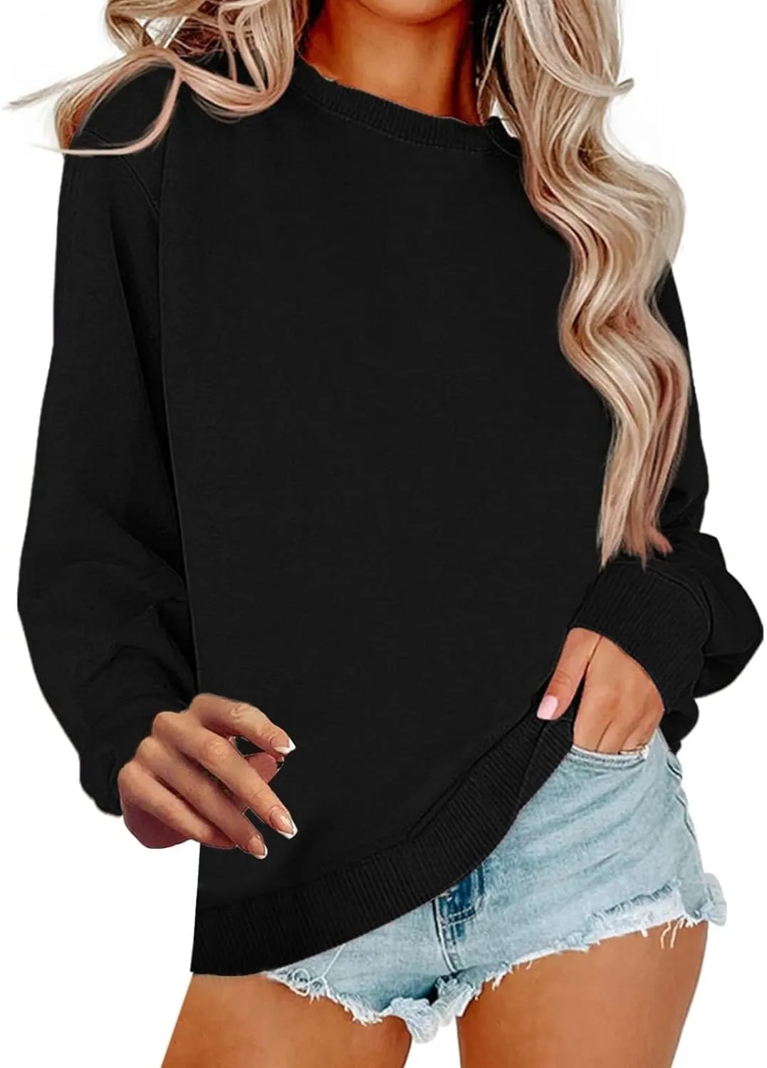 Oversized Sweatshirt for Women Casual Crewneck Long Sleeve Shirts Loose Comfy Pullover Tops Fall Preppy Clothes
