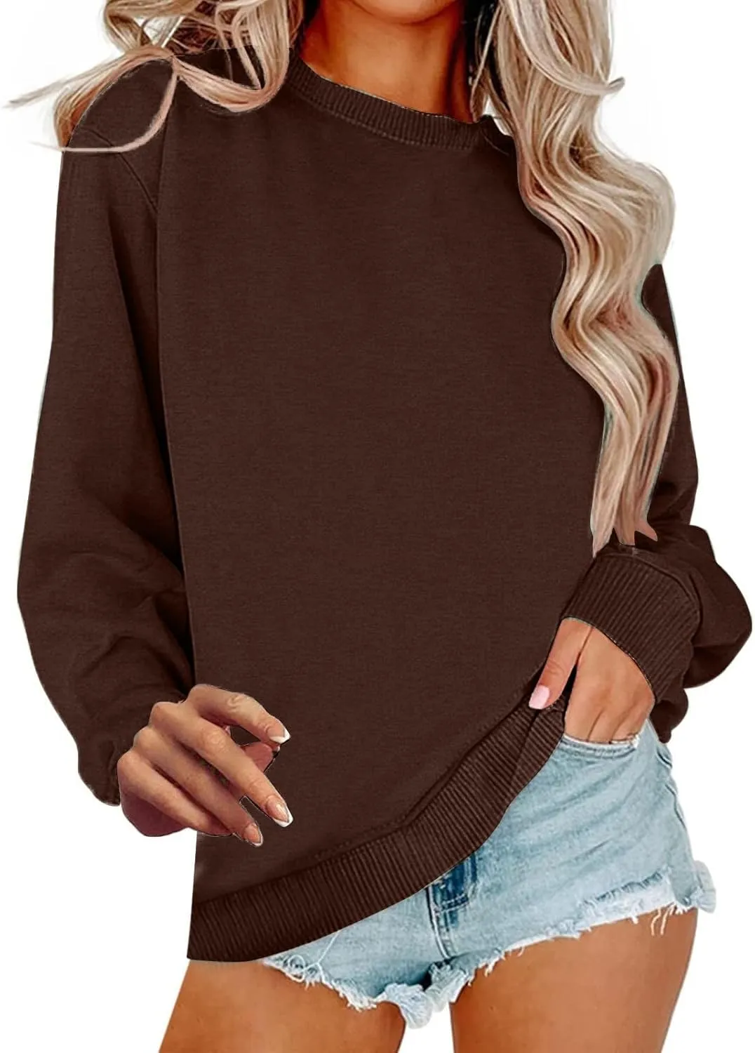 Oversized Sweatshirt for Women Casual Crewneck Long Sleeve Shirts Loose Comfy Pullover Tops Fall Preppy Clothes
