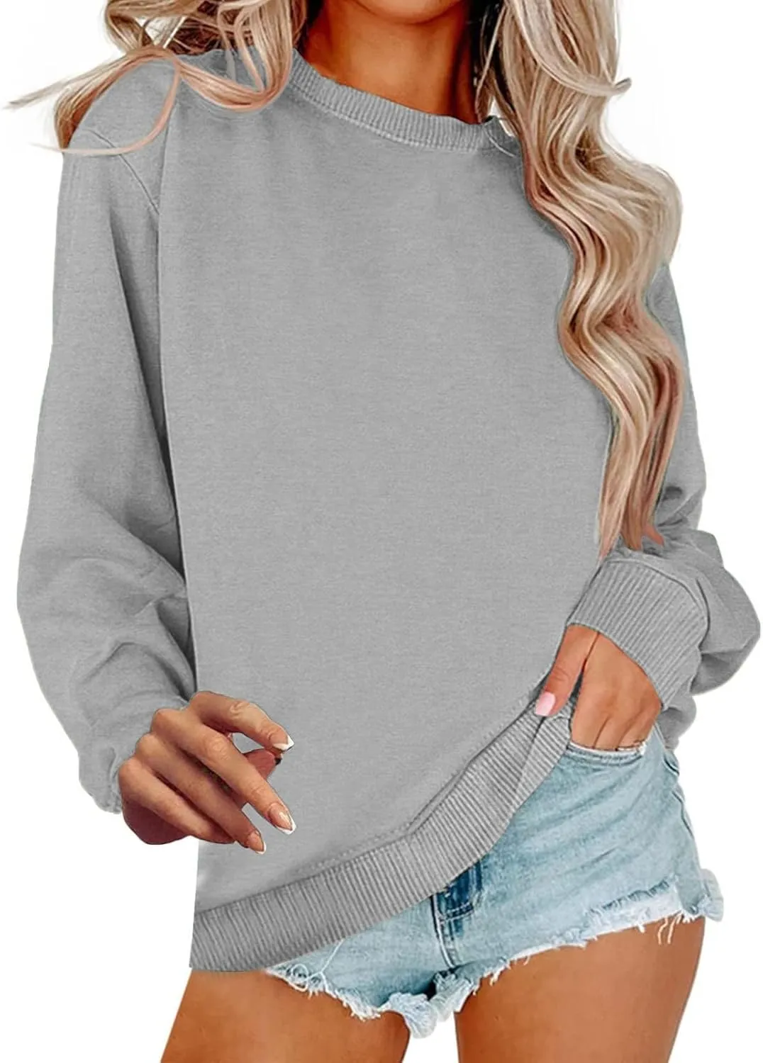 Oversized Sweatshirt for Women Casual Crewneck Long Sleeve Shirts Loose Comfy Pullover Tops Fall Preppy Clothes