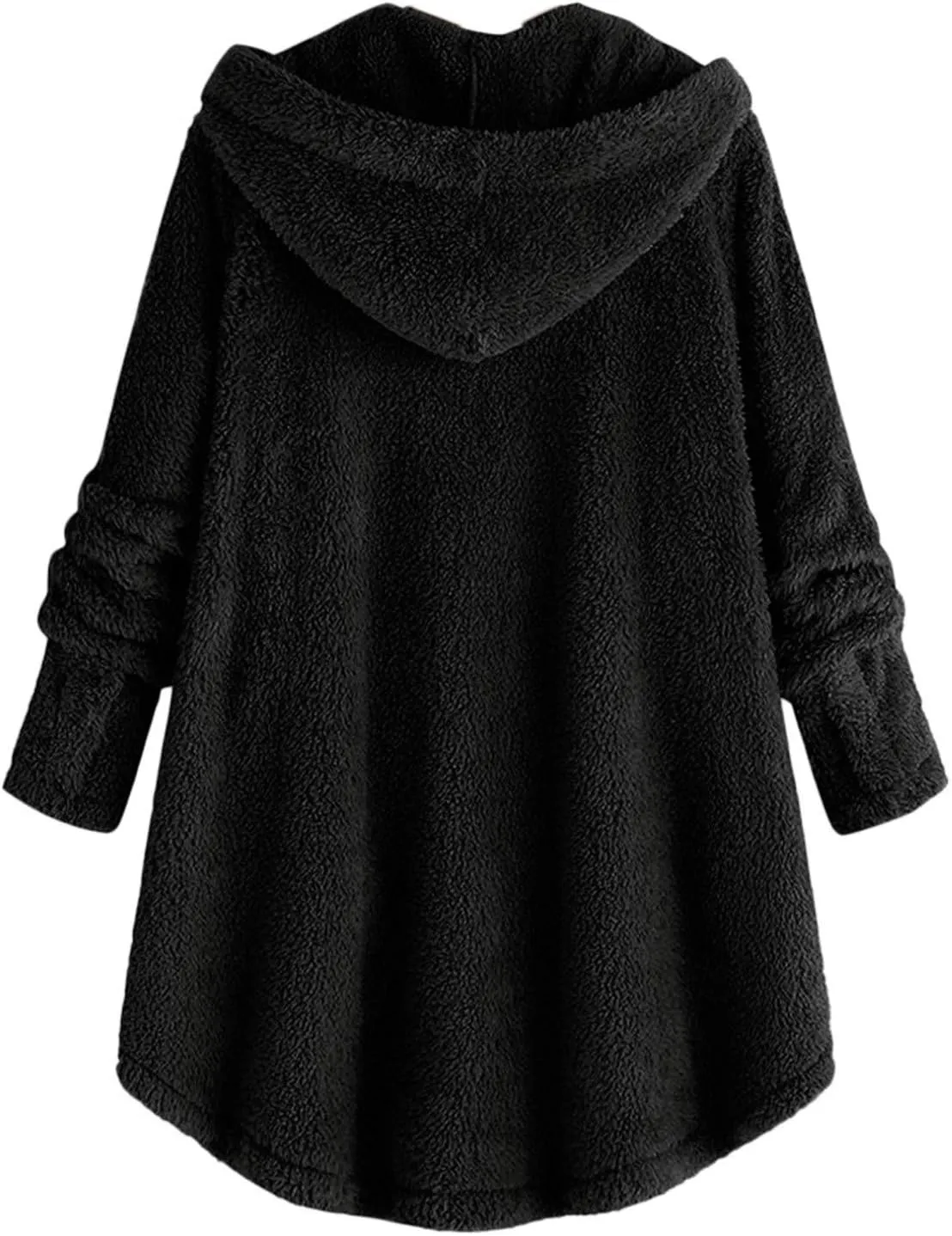 Plus Size Cardigan for Women Loose Button Down Hooded Sweater Long Sleeve Solid Fuzzy Jacket Coat 2024 Fall Winter