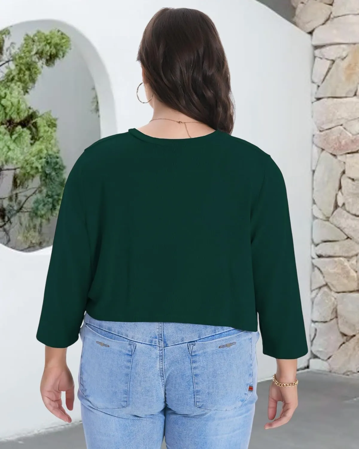 Plus Size Shrugs for Women Cropped Cardigan Knit Sweaters Open Front Bolero