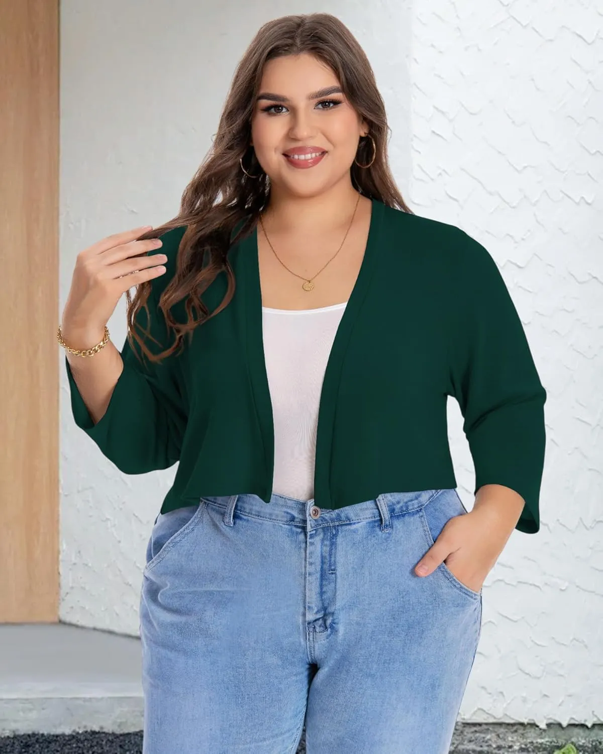 Plus Size Shrugs for Women Cropped Cardigan Knit Sweaters Open Front Bolero