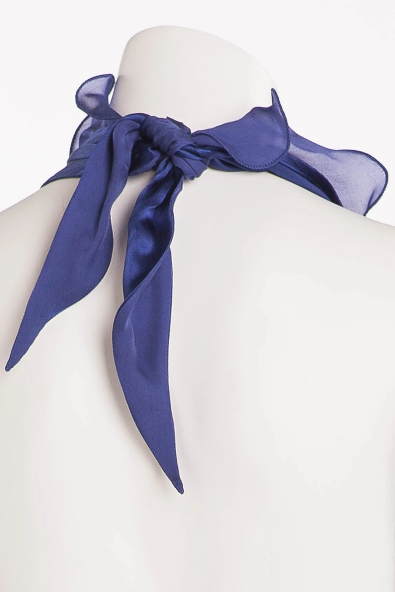 Roberto Cavalli - Silk Blue Halter with Ruffles - IT 42