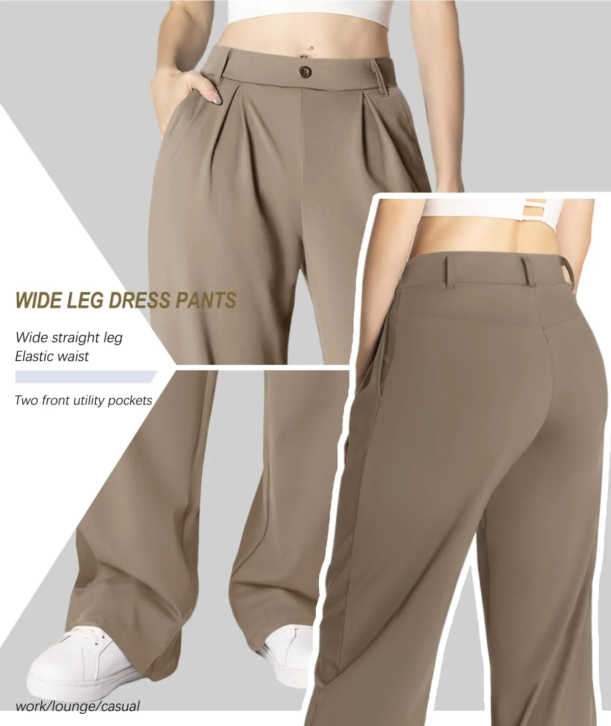 Safort Wide Leg Pants Women Dress Pants 28"/31"/34" Business Casual Trousers Work Office Loose Slacks Belt Loops Pockets