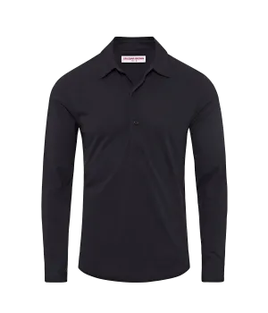 Sebastian Long Sleeve Cotton Silk Polo in Night Iris