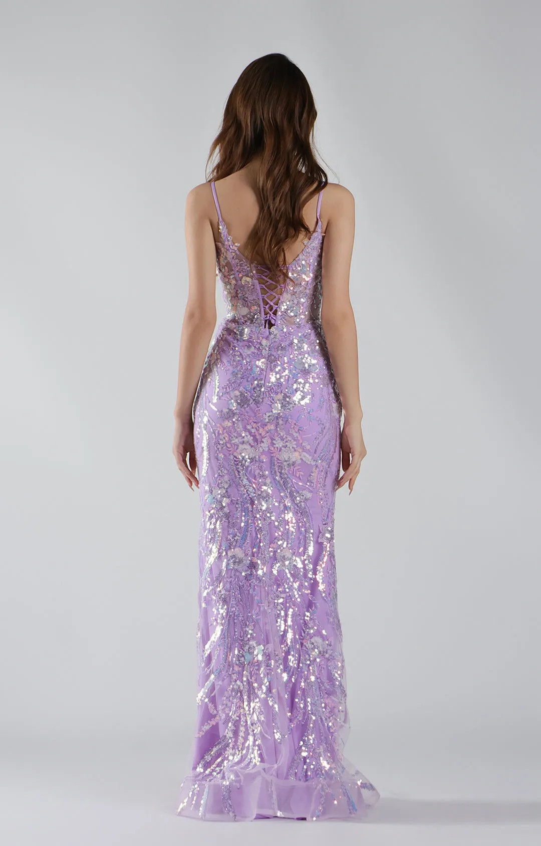 Spaghetti Straps Sheer Bodice Sequin Mermaid Dresses