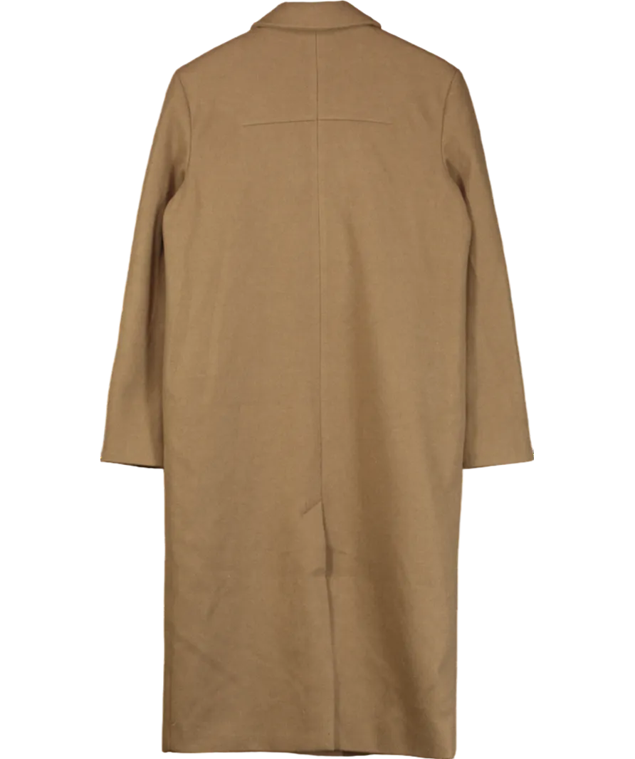 Topshop Brown Wool Look Double Breasted Coat UK 8