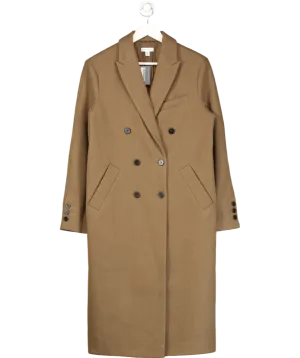 Topshop Brown Wool Look Double Breasted Coat UK 8