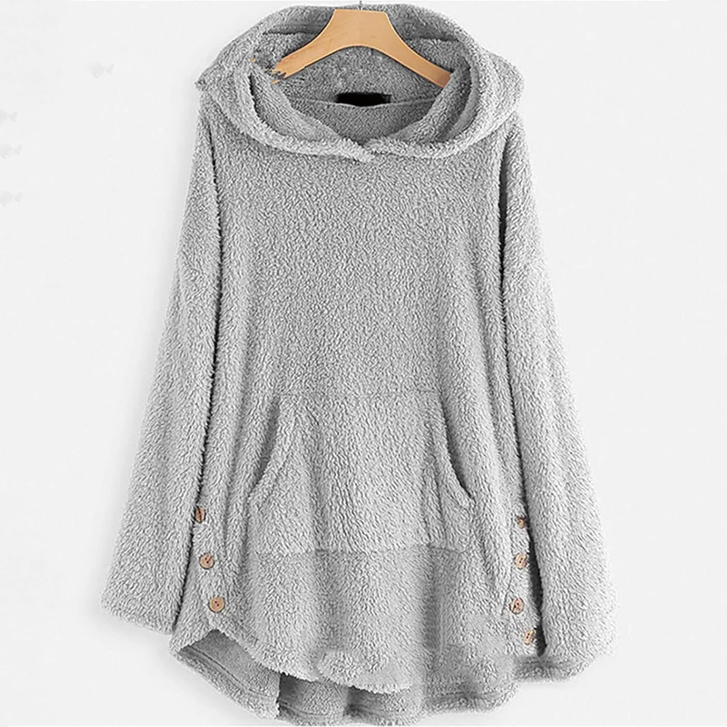 TWGONE Winter Warm Jackets for Women Fuzzy Fleece Hooded Coats Outerwear Plush Hoodies with Pocket