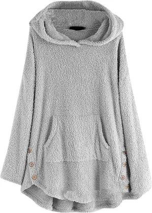 TWGONE Winter Warm Jackets for Women Fuzzy Fleece Hooded Coats Outerwear Plush Hoodies with Pocket