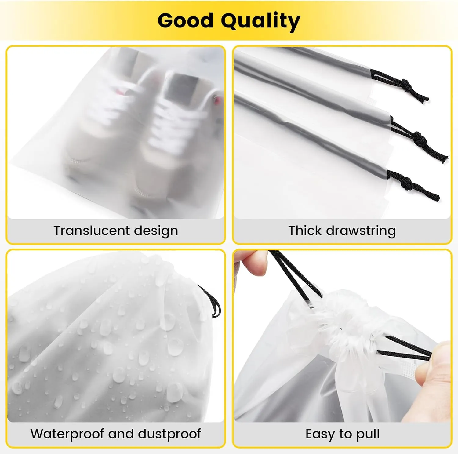 Vorspack Shoe Bags for Travel - 6 Pcs Transparent Drawstring Backpack Travel Shoe Bag Clear Drawstring Bag Large Shoe Organizer with Rope Travel Essentials for Men Women