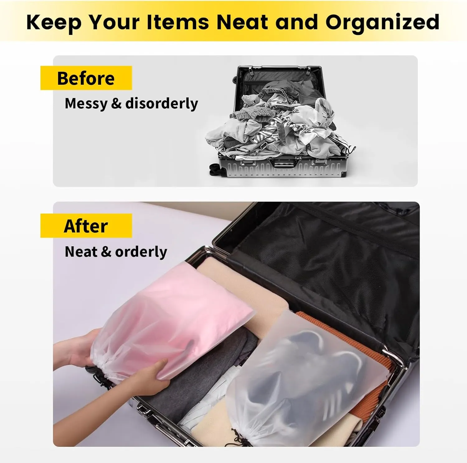 Vorspack Shoe Bags for Travel - 6 Pcs Transparent Drawstring Backpack Travel Shoe Bag Clear Drawstring Bag Large Shoe Organizer with Rope Travel Essentials for Men Women