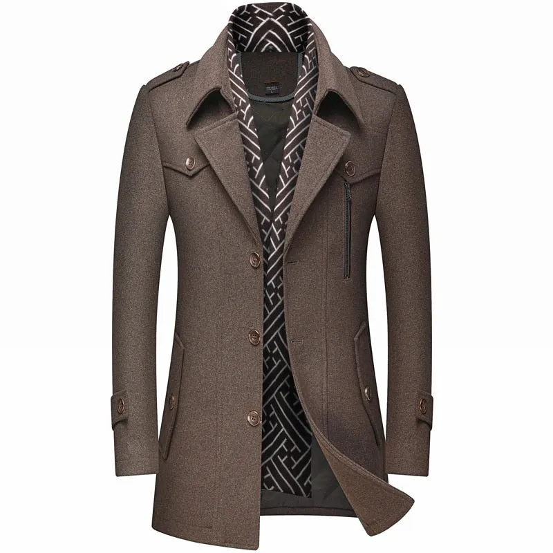West Louis Designer Wool & Blends Thicken Mid Length Trench Coat
