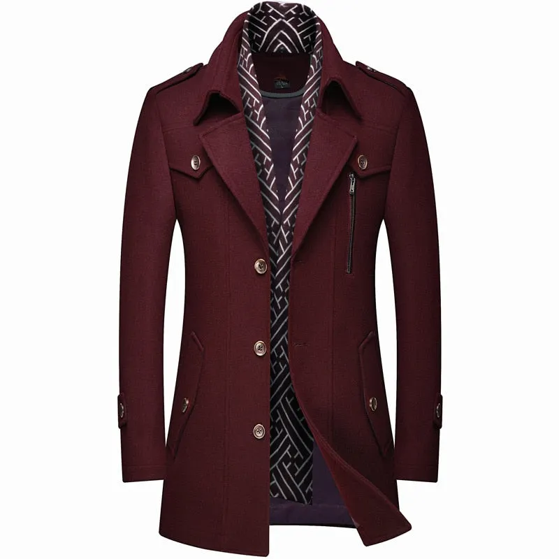 West Louis Designer Wool & Blends Thicken Mid Length Trench Coat