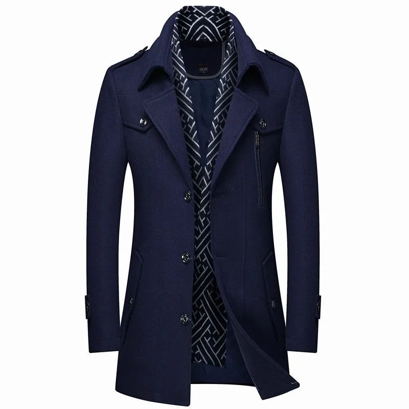 West Louis Designer Wool & Blends Thicken Mid Length Trench Coat