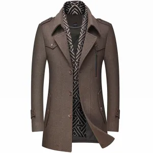 West Louis Designer Wool & Blends Thicken Mid Length Trench Coat