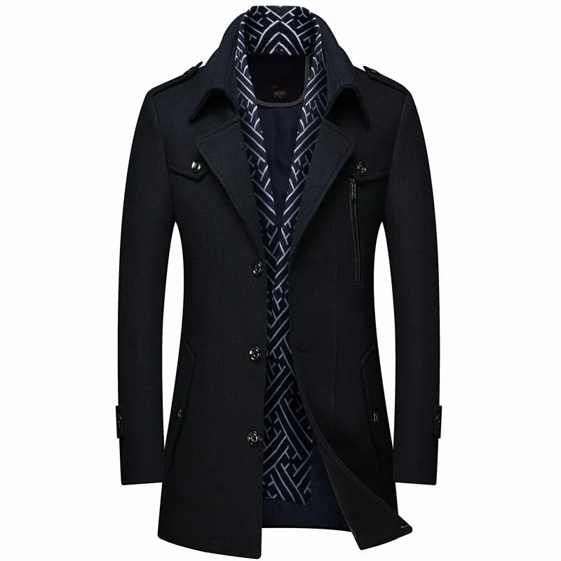 West Louis Designer Wool & Blends Thicken Mid Length Trench Coat