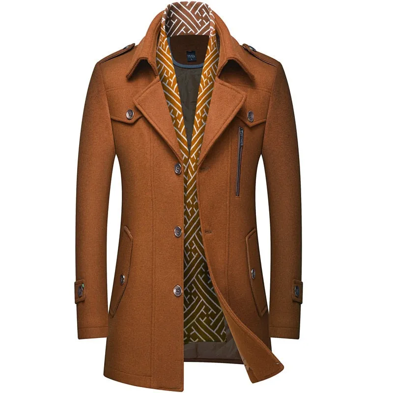 West Louis Designer Wool & Blends Thicken Mid Length Trench Coat
