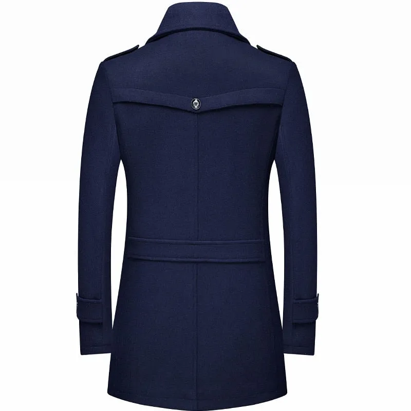 West Louis Designer Wool & Blends Thicken Mid Length Trench Coat