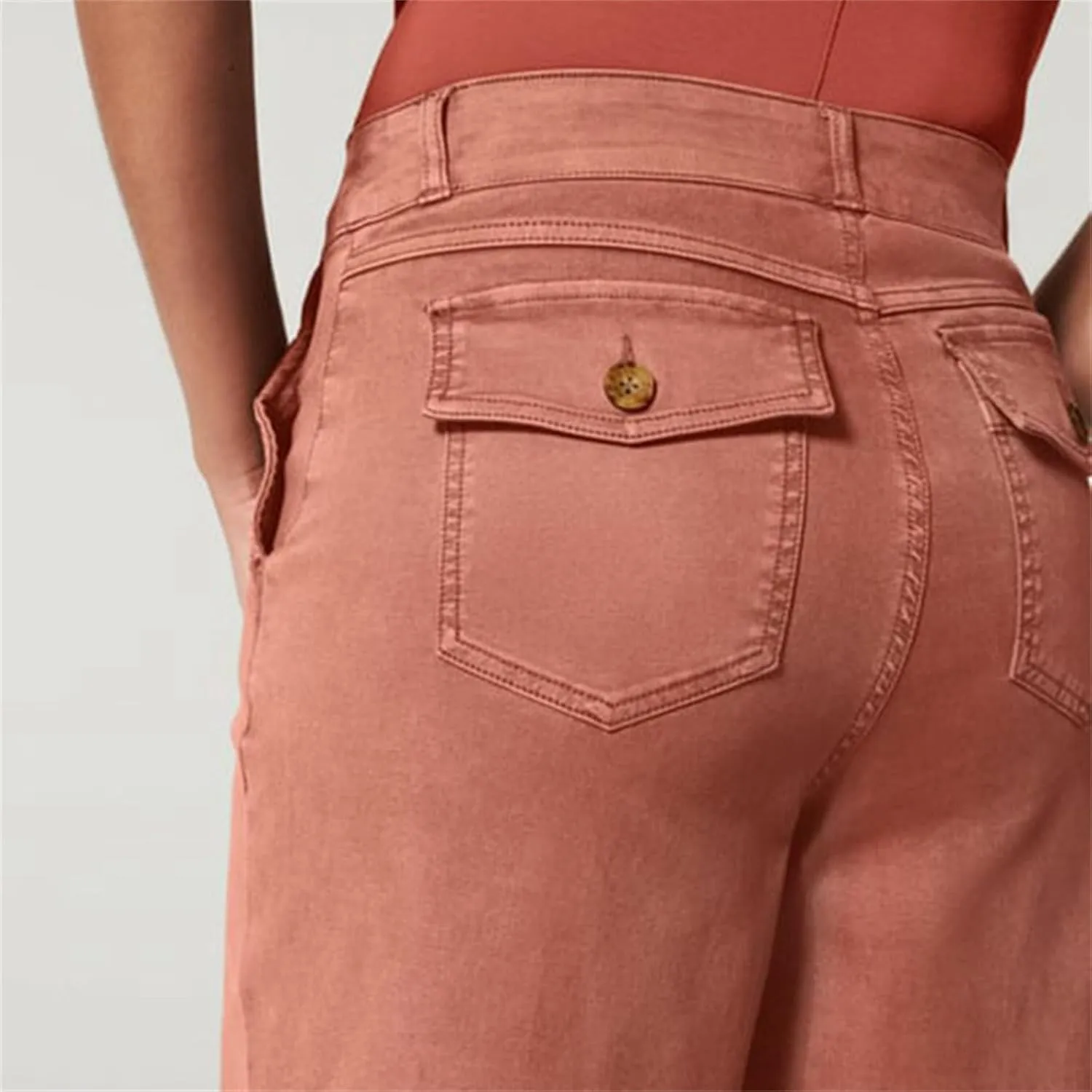Women Stretch Twill Cropped Wide Leg Dress Pants High Waist Casual Palazzo Trousers Baggy Business Work Trousers Long