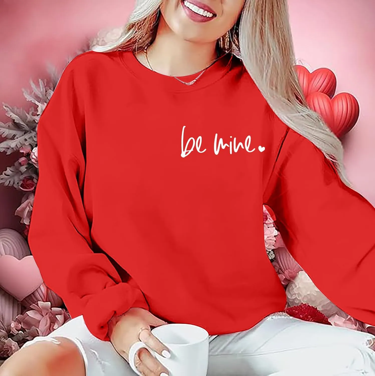 Women Valentines Sweatshirt Love Heart Graphic Print Shirts Valentines Day Shirt Vintage Pullover Tops