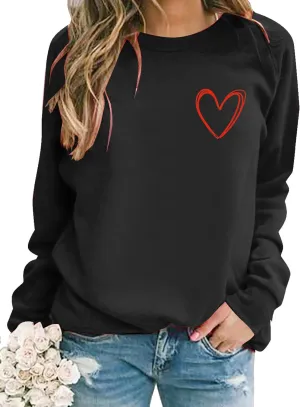 Women Valentines Sweatshirt Love Heart Graphic Print Shirts Valentines Day Shirt Vintage Pullover Tops