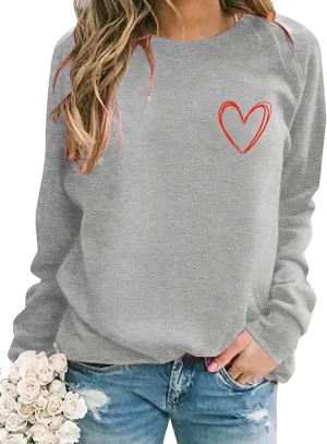 Women Valentines Sweatshirt Love Heart Graphic Print Shirts Valentines Day Shirt Vintage Pullover Tops