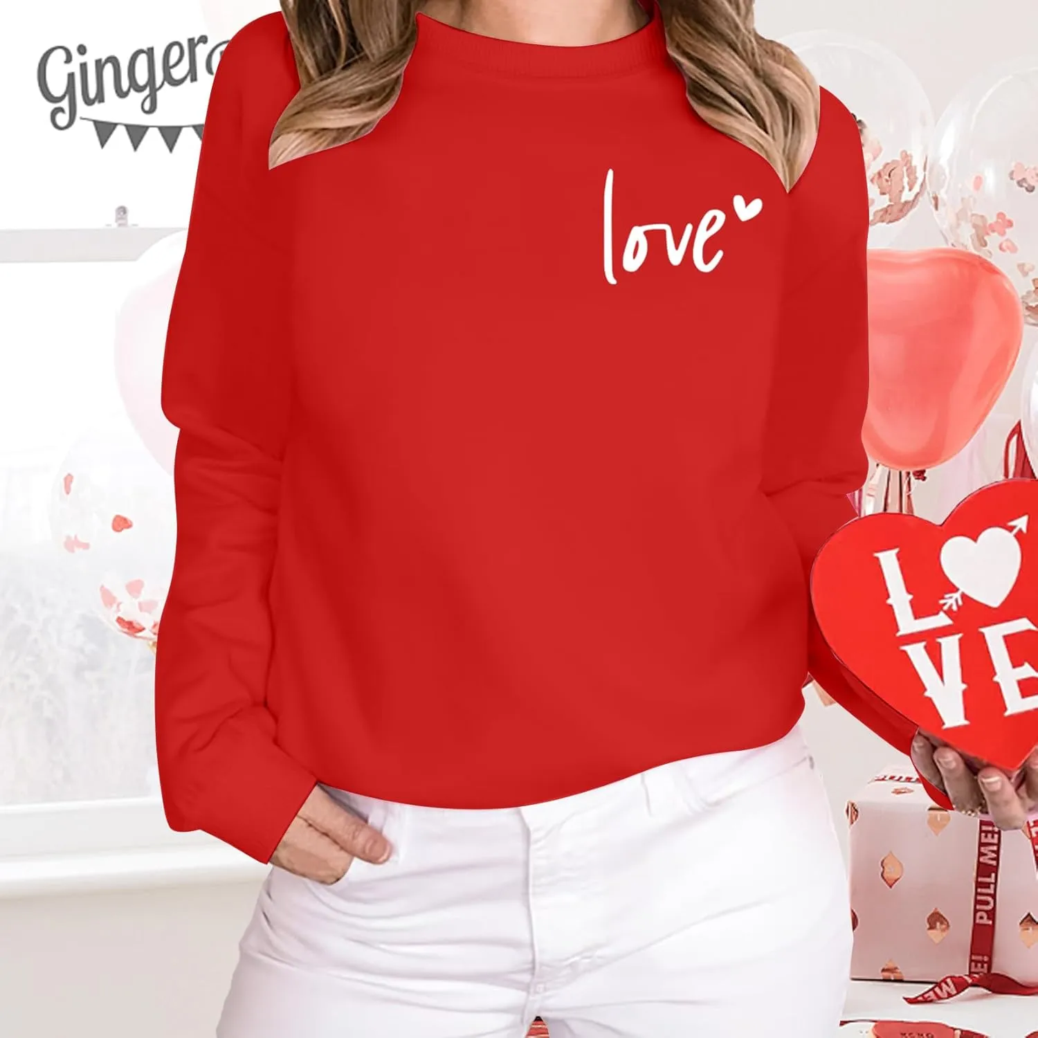 Women Valentines Sweatshirt Love Heart Graphic Print Shirts Valentines Day Shirt Vintage Pullover Tops
