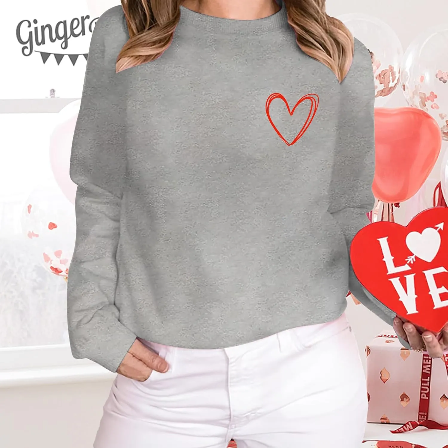 Women Valentines Sweatshirt Love Heart Graphic Print Shirts Valentines Day Shirt Vintage Pullover Tops