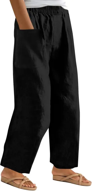 Womens Cargo Pants with Pockets Casual 2024 Summer Straight Pants Loose Trousers, Solid Pants