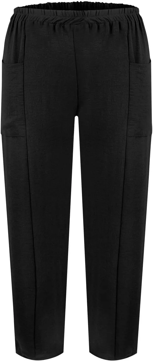 Womens Cargo Pants with Pockets Casual 2024 Summer Straight Pants Loose Trousers, Solid Pants