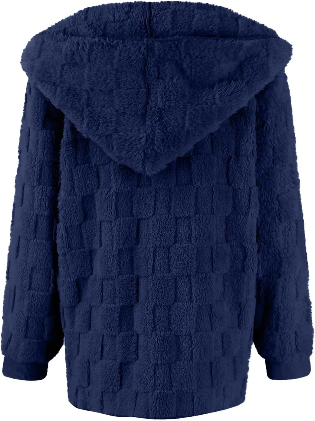 Womens Fleece Jacket Open Front Hooded Cardigan Warm Winter Coat Sherpa Fuzzy Teddy Jacket Outerwear with Pockets