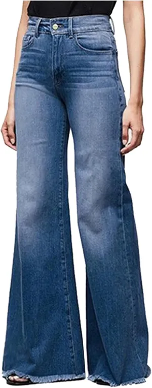Women's High Waist Baggy Jeans Wide Leg Denim Jeans Flap Pocket Side Jeans Straight Casual Loose Trousers Classic Streetwear, navy, X-Large