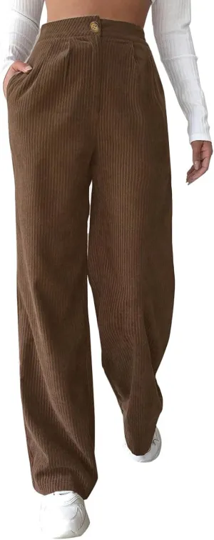 Women's High Waist Straight Pants Wide Leg Casual Lounge Trousers Long Baggy Solid Color Sweatpants Loose Slacks
