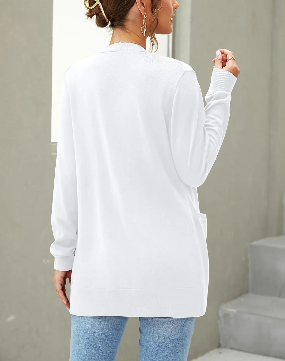 Women's Knit Soft Cardigan Sweaters Dressy Casual Lightweight Long Sleeve Open Front Cardigans Jacket with Pockets