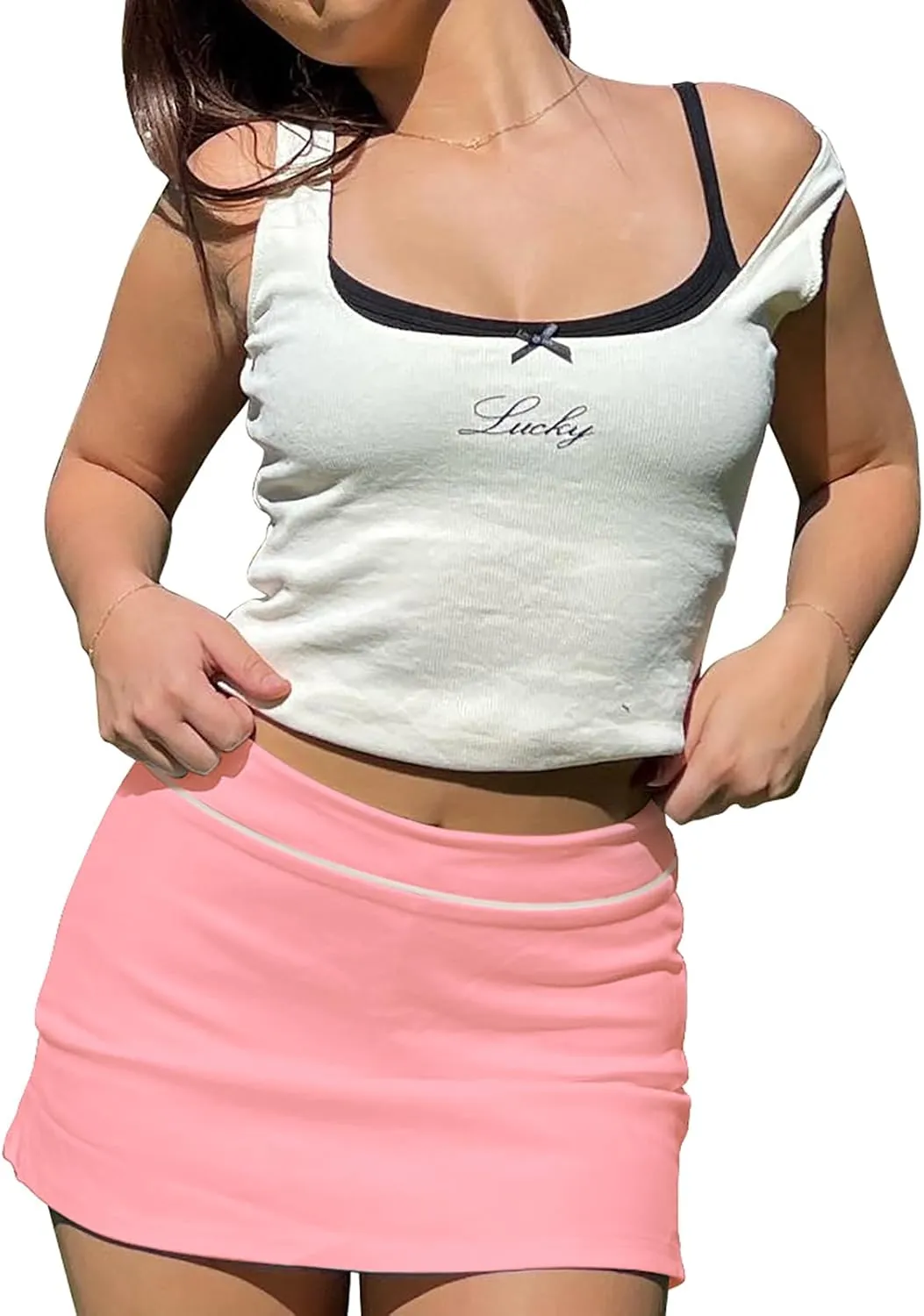 Womens Mini Skorts Casual Summer Mid-Waisted Pencil Bodycon Short Skirts with Side Split 2025