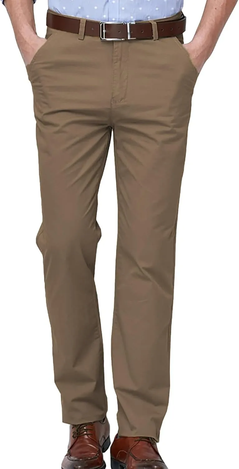 ZYXTIM Work Trousers for Men Zipper Fly Flat Front Casual Smart Chino Office Pants Big&Tall Winkle Free Stretch Cargo Trouser
