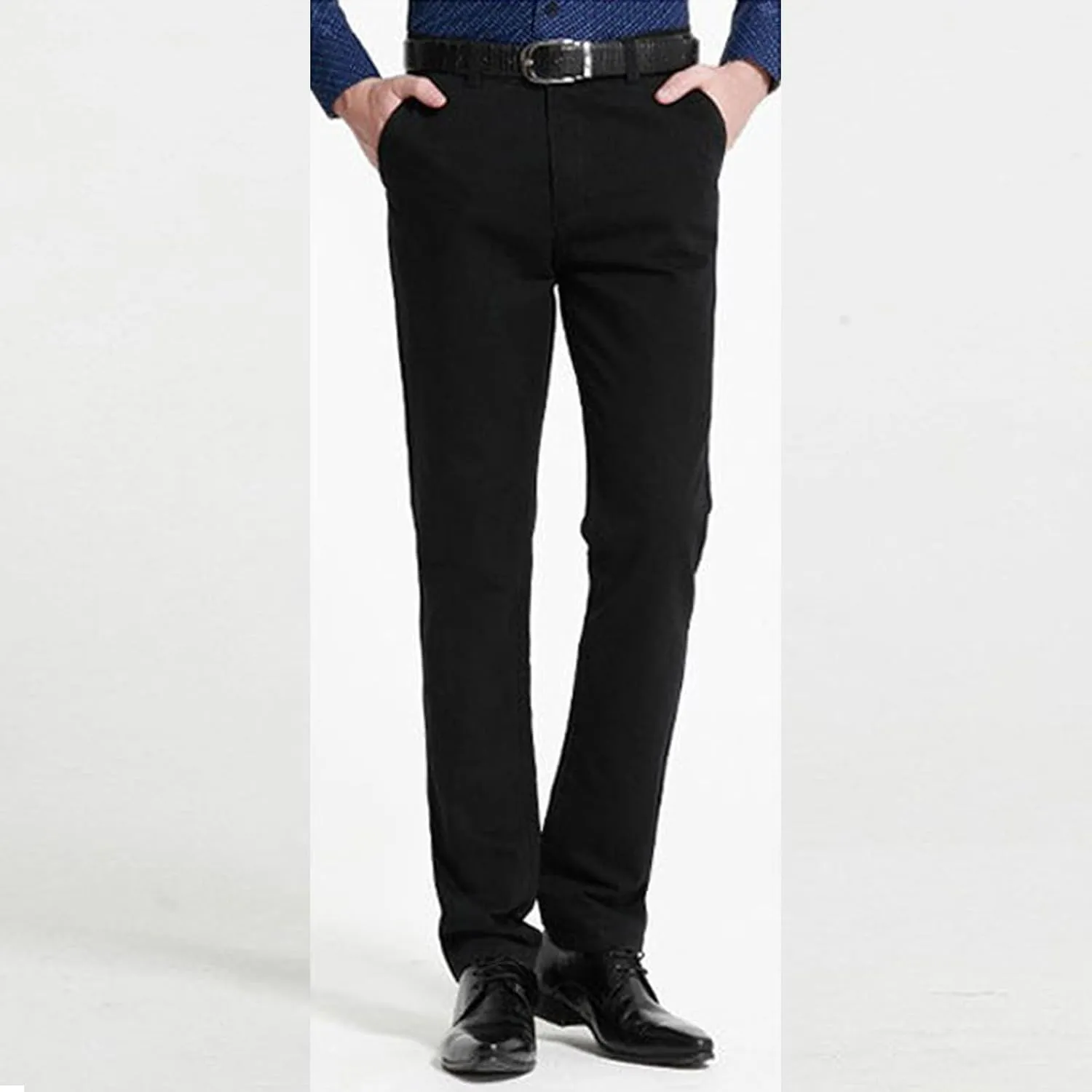 ZYXTIM Work Trousers for Men Zipper Fly Flat Front Casual Smart Chino Office Pants Big&Tall Winkle Free Stretch Cargo Trouser