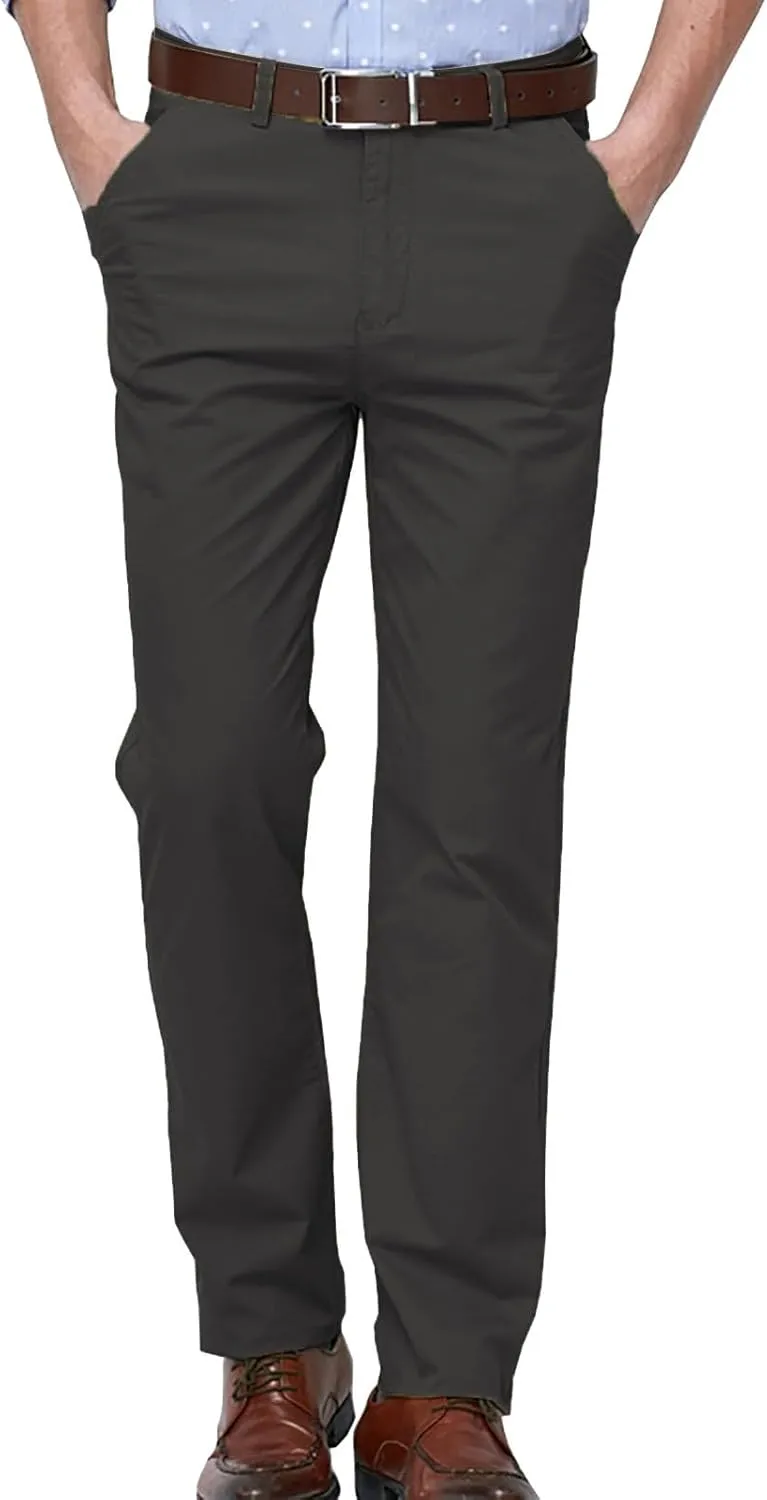 ZYXTIM Work Trousers for Men Zipper Fly Flat Front Casual Smart Chino Office Pants Big&Tall Winkle Free Stretch Cargo Trouser